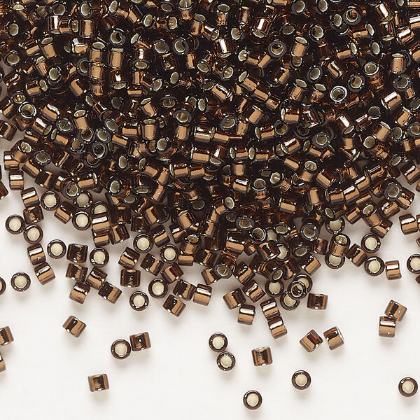 Seed bead, Delica®, glass, pkg/250g, #10 round, transparent silver-lined root beer (DBM-0150). image number 0