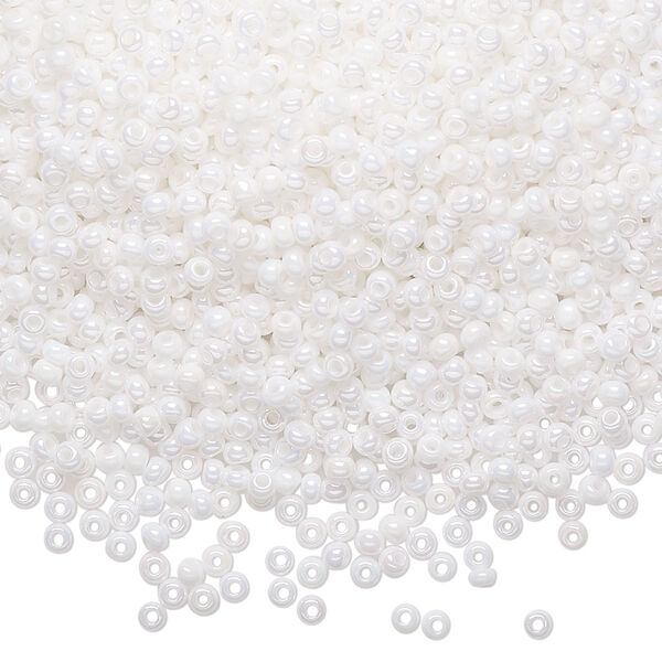 Seed bead, Preciosa Ornela Czech glass, pkg/500g, #11 rocaille, opaque rainbow chalkwhite, (46205). image number 0