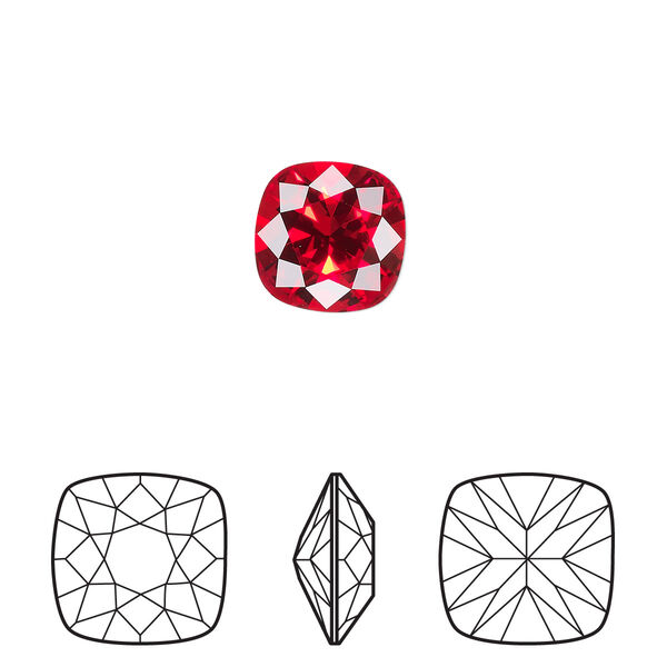 Fancy stone 6pk light Siam foil back, Crystal Passions® 10mm cushion 4470 image number 0