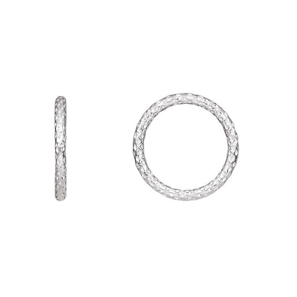 Jump ring, sterling silver, 16mm textured soldered round, 12.6mm inside diameter, 15 gauge. Sold per pkg of 4. image number 0