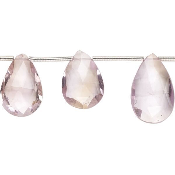 Ametrine 1pkg13, hand-cut top-drilled faceted puffed teardrop bead 14x10mm-19x12mm image number 0