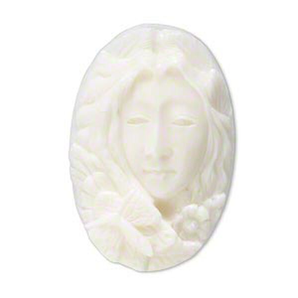 Embellishment, bone (bleached), white, 34x24mm-38x28mm hand-carved single-sided undrilled spirit butterfly, Mohs hardness 2-1/2. Sold individually. image number 0