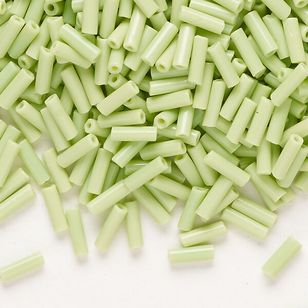 Bead, Preciosa Ornela Czech glass, bugle bead, pkg/50g, #3, opaque pale green, (53410). image number 0