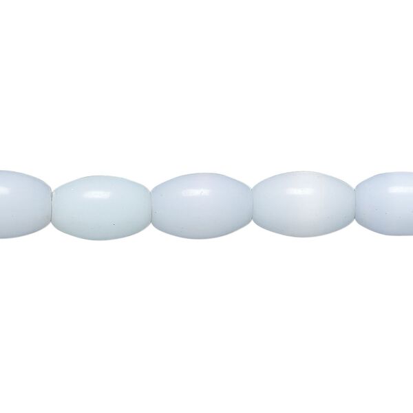 Bead, cat's eye glass (fiber optic glass), light blue, 10x7mm-11x8mm barrel. Sold per 15-inch strand, approximately 35 beads. image number 0