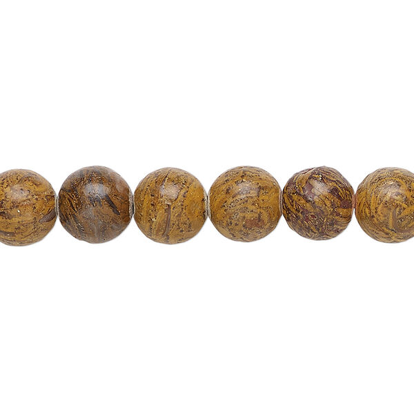 Brown chrysanthemum stone 1pkg1, round bead natural 15.5-16 inch 8mm image number 0