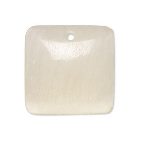 Golden selenite 1pkg1, hand-cut top-drilled flat back puffed square focal 28-30mm image number 0