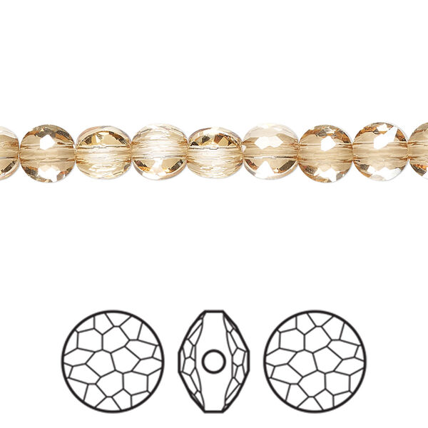 Bead 4pk crystal golden shadow, Crystal Passions® 6mm puffed round 5034 image number 0