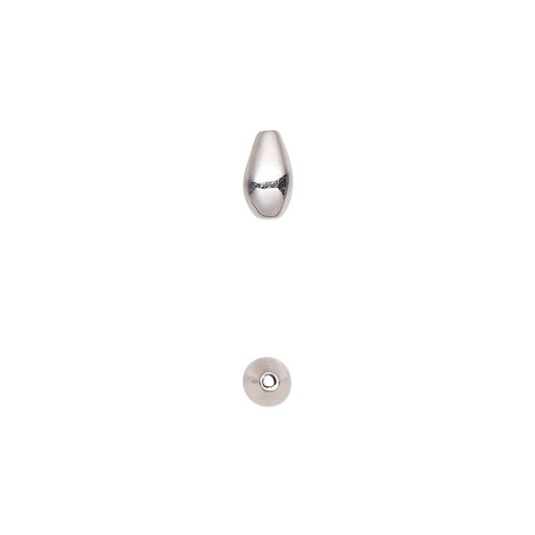 Bead, sterling silver, 7x4mm teardrop. Sold per pkg of 2. image number 0