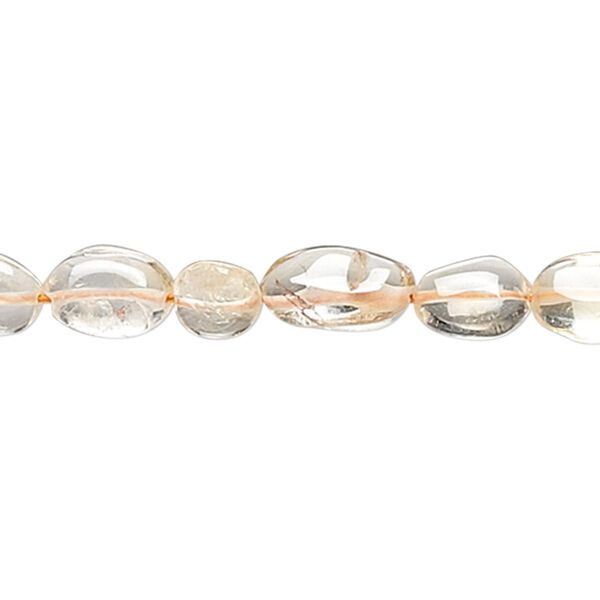 Quartz crystal / citrine 1pkg1, hand-cut puffed oval bead 13 inch 6x5mm-13x7mm image number 0