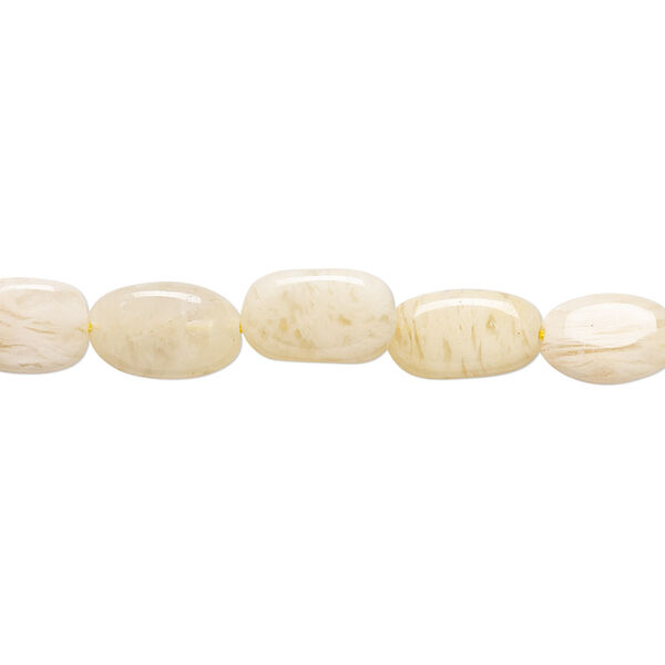 Cream quartz 1pkg1, hand-cut flat oval bead natural C grade, 13 inch 8x6mm-14x8mm image number 0