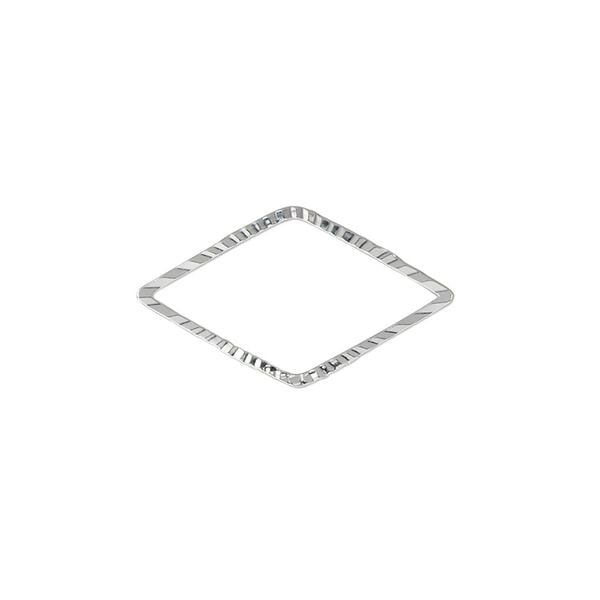 Component, silver-plated brass, 23x13mm single-sided diamond-cut open diamond, 1.3mm thick. Sold per pkg of 100. image number 0