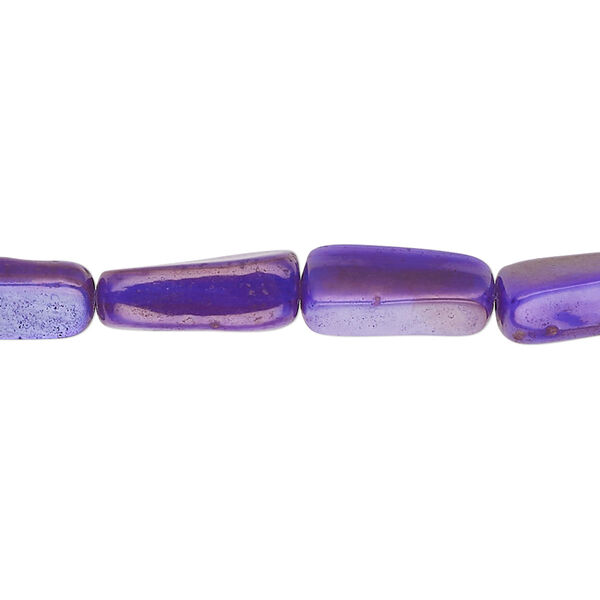 Bead, mother-of-pearl shell (dyed), purple, 14x5mm-16x9mm stick, Mohs hardness 3-1/2. Sold per 15-inch strand. image number 0