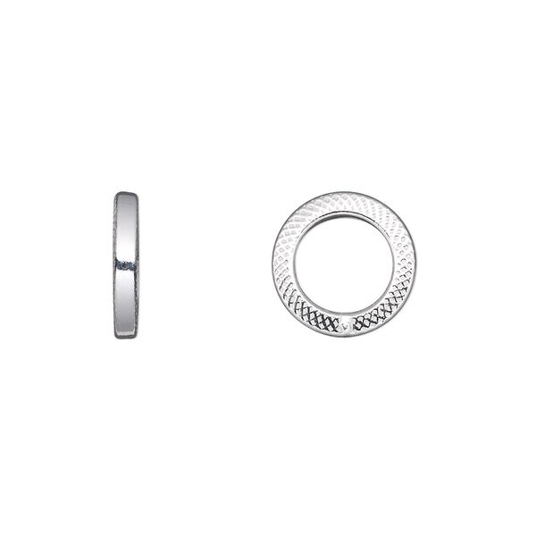 Jump ring, sterling silver, 12mm soldered textured round square wire, 7.9mm inside diameter, 13 gauge. Sold per pkg of 2. image number 0