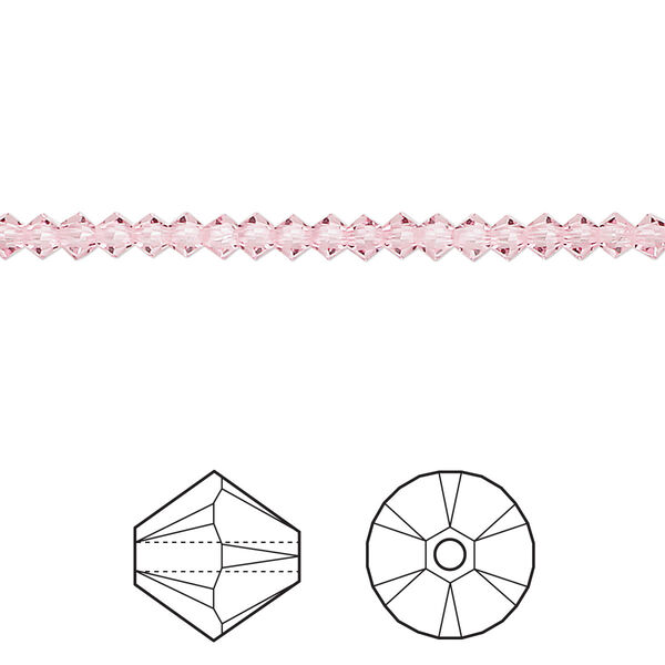Bead 144pk light rose, Crystal Passions® 3mm bicone 5328 image number 0