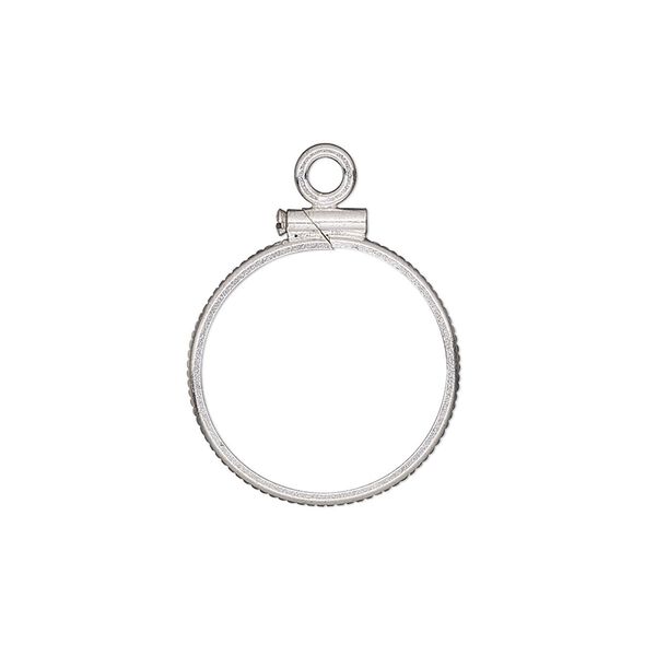 Drop, sterling silver, 18.5mm open round with 18mm screw-fastened flat round bezel setting. Sold individually. image number 0