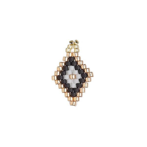 Drop, Creative Touch, glass, grey / copper / black, 17x13mm double-sided diamond. Sold individually. image number 0