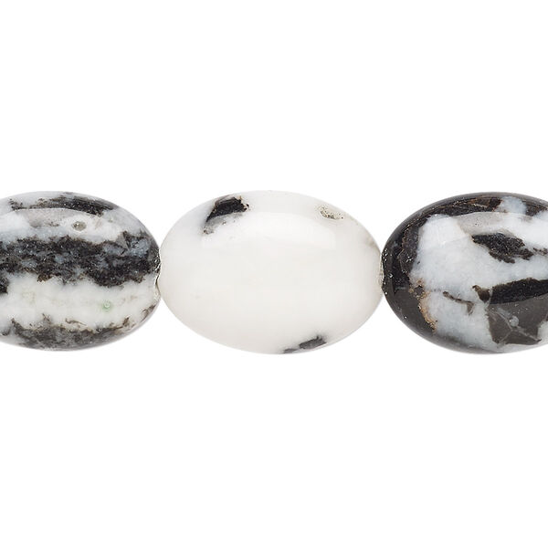 Zebra "jasper" (onyx marble) 1pkg1, flat oval bead natural 15.5-16 inch 18x13mm image number 0