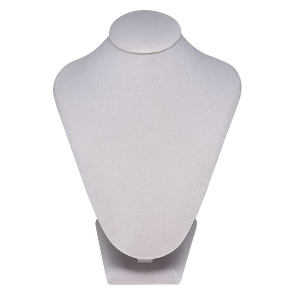 Display, necklace, velveteen and steel, grey, 9 x 7 x 5 inches. Sold individually. image number 0