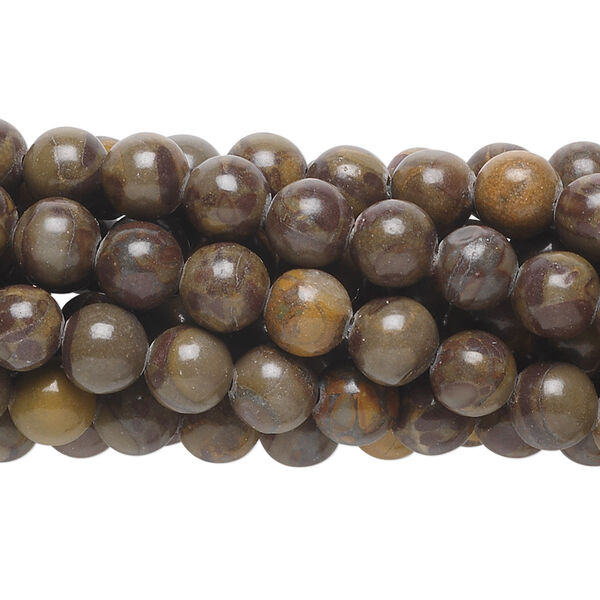 Brown chrysanthemum stone 1pkg10, round bead natural 15.5-16 inch 6mm image number 0