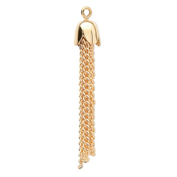 Focal, gold-plated steel, 39x8mm chain tassel. Sold per pkg of 100. image number 0