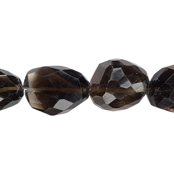 Smoky quartz 1pkg1, hand-faceted nugget bead 7 inch medium image number 0
