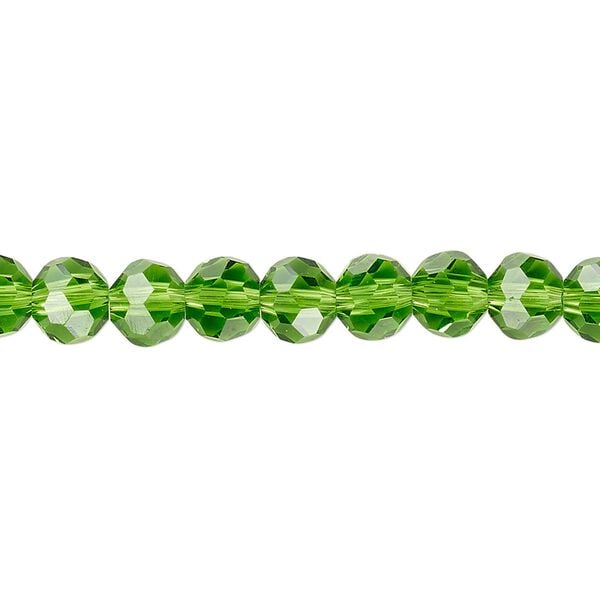Bead 1pk 32 facets transparent green, Celestial Crystal® 6mm round 15.5-16 inch image number 0