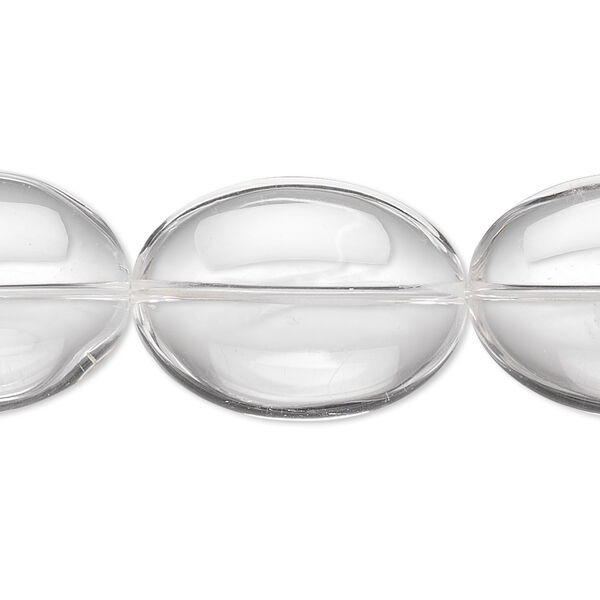 Quartz crystal 1pkg1, flat oval bead natural 8 inch 25x18mm image number 0
