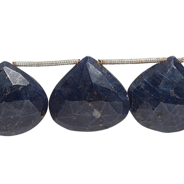 Blue sapphire 1pkg10, hand-cut top-drilled faceted puffed teardrop bead 16x16mm-19x18mm image number 0