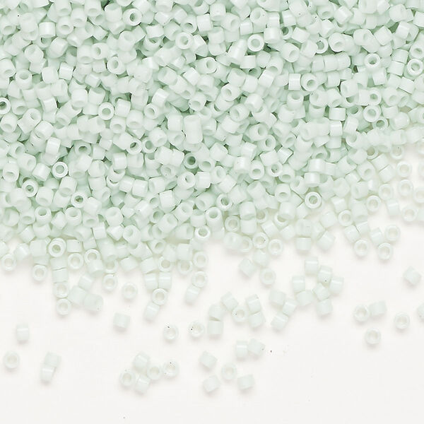 Seed bead, Delica®, glass, pkg/50g, #11 round, opaque glass enamel light mint (DB-1496-1). image number 0