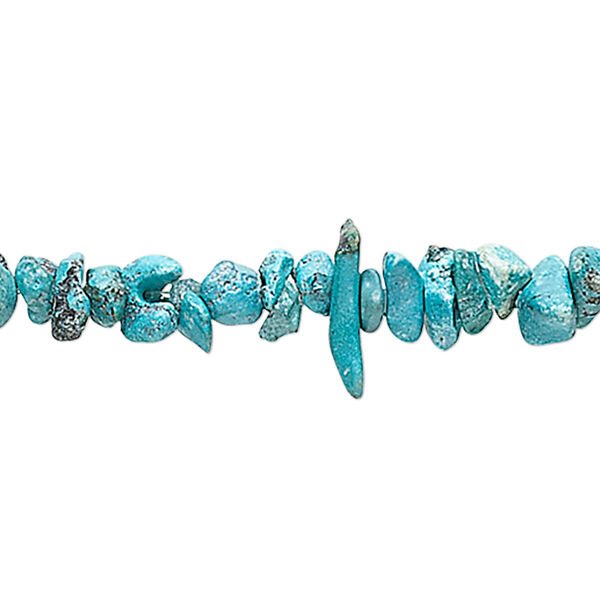 Bead, turquoise (dyed / waxed), blue, medium chip, Mohs hardness 5 to 6. Sold per 15-1/2 to 16-inch strand. image number 0