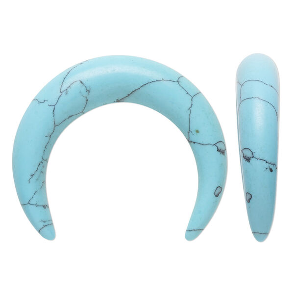 Focal, "turquoise" (resin) (imitation), blue, 32x28mm-34x30mm undrilled naja, 7-8mm thick. Sold individually. image number 0