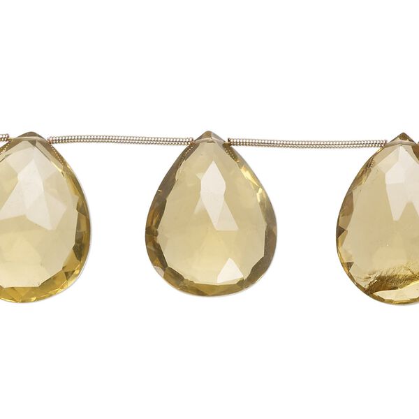 Golden quartz 1pkg8, hand-cut top-drilled faceted puffed teardrop bead 21x16mm-25x20mm image number 0