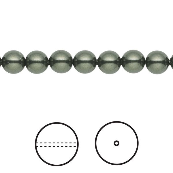 Pearl 500pk dark green, Swarovski® 6mm round 5810 image number 0