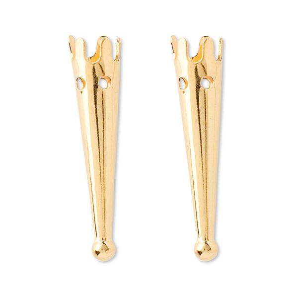 Bolo tip, gold-plated brass, 33x7.5mm plain. Sold per pkg of 100. image number 0