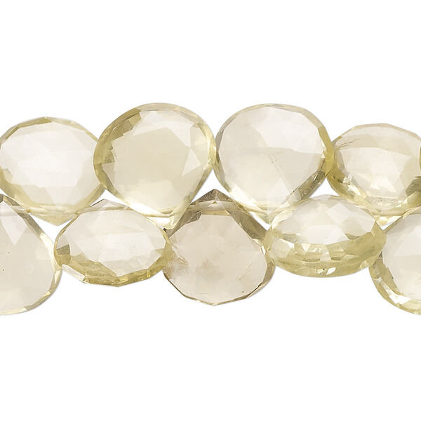 Lemon quartz 1pkg1, hand-cut top-drilled faceted puffed teardrop bead 7 inch 12x11mm-14x14mm image number 0