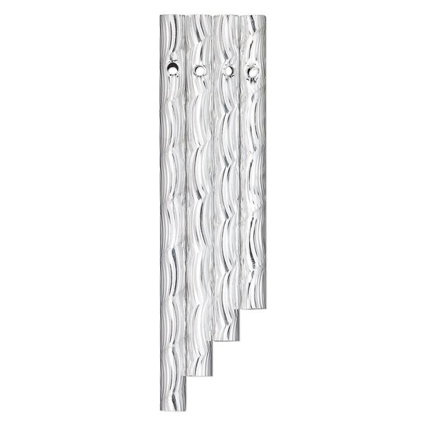 Wind chime component, aluminum, 3-3/8 x 5/16 to 4-1/2 x 5/16 inch graduated hollow spiral etched tube with 2.5mm beveled hole. Sold per 4-piece set. image number 0