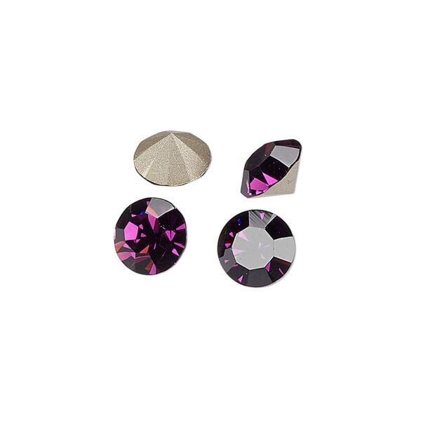 Chaton 8pk amethyst foil back, Preciosa MAXIMA Czech crystal rhinestone 8.16-8.41mm 15-cut faceted round SS39 image number 0