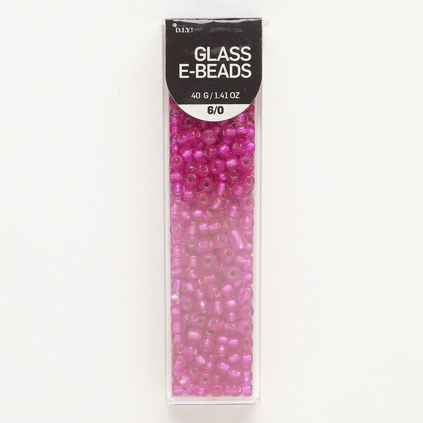 Seed bead, glass, 40g, translucent silver-lined fuchsia, #6 round. image number 0