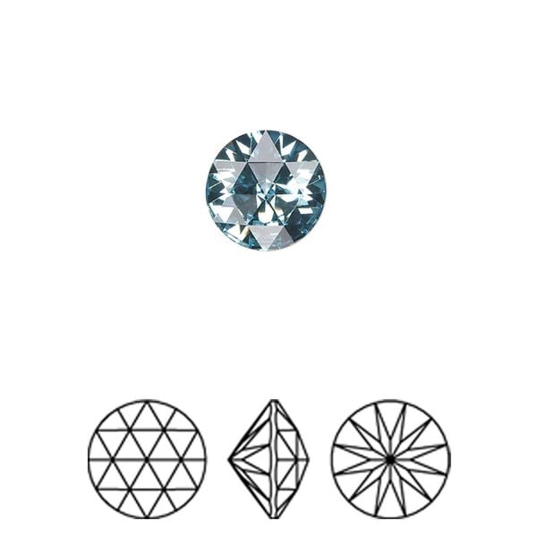 Round stone 2pk aquamarine foil back, Crystal Passions® 10mm rose cut round 1401 image number 0