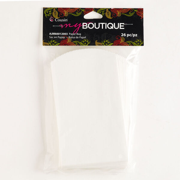 Bag, paper, white, 4 x 2-1/2 inch rectangle with top flap. Sold per pkg of 26. image number 0
