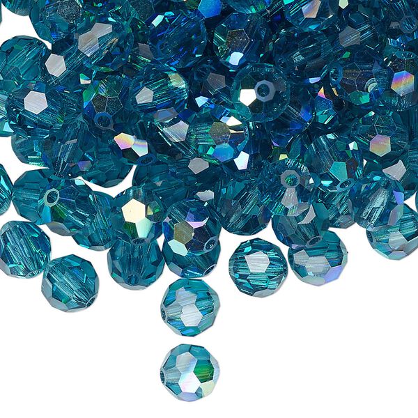 Bead 288pk indicolite AB, Preciosa Czech crystal 6mm round image number 0