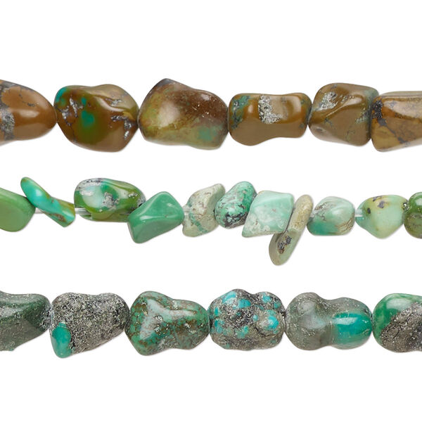 Turquoise 1pkg3, nugget bead 15 inch mix mini to small image number 0