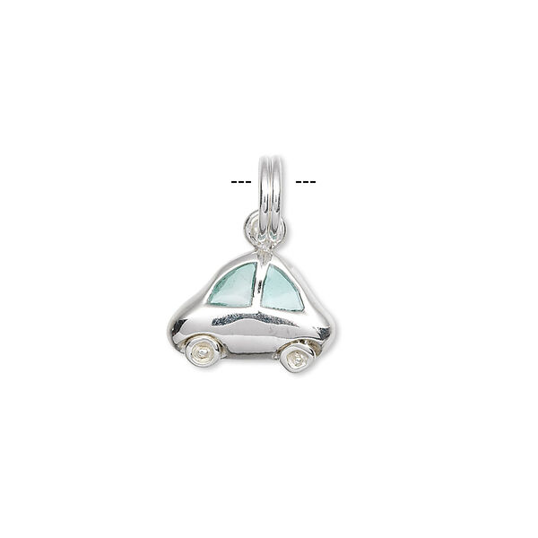 Sterling silver and enamel car charm, approximately 13x12mm. Sold individually. image number 0