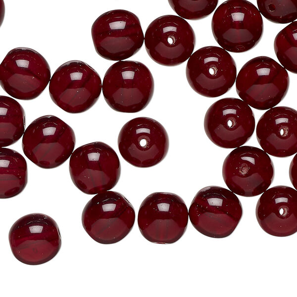 Czech glass 1pkg50, round druk bead garnet red 8mm image number 0