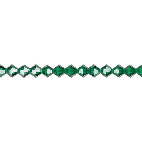 Bead 48pk emerald, Preciosa Czech crystal 4mm bicone image number 0