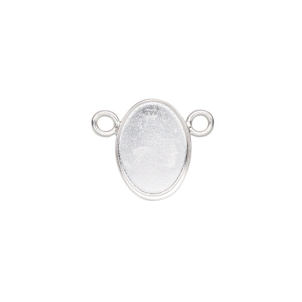 Connector, Almost Instant Jewelry®, fine silver, 15x11mm closed-back oval with 14x10mm oval bezel setting. Sold individually. image number 0