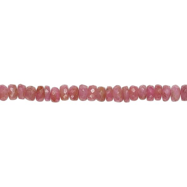Pink sapphire 1pkg1, hand-cut faceted rondelle bead 14 inch 4x1mm-4x3mm image number 0