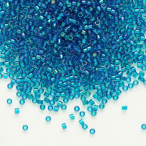 Seed bead, Delica®, glass, pkg/50g, #11 round, translucent emerald-lined luster aqua (DB-1764). image number 0