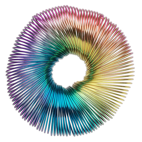 Bracelet, stretch, steel, multicolored, coil, 7 inches. Sold per pkg of 4. image number 0
