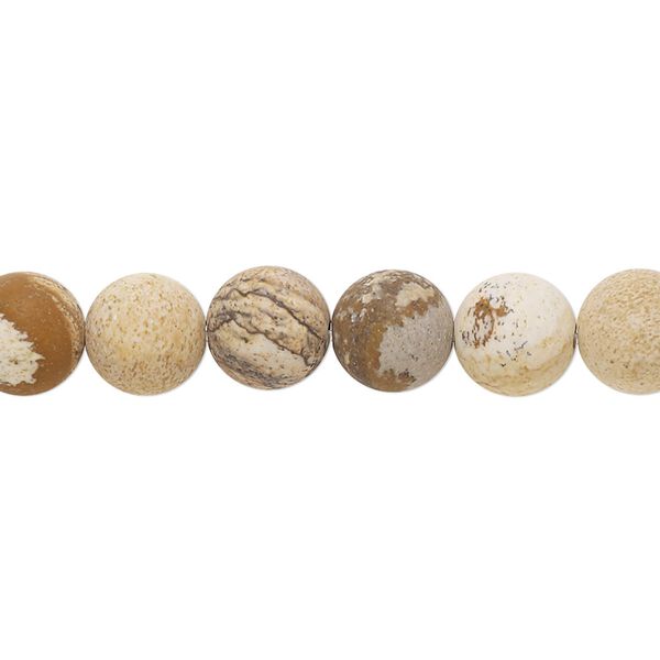 Picture jasper 1pkg1, matte round bead natural 8 inch 8mm image number 0
